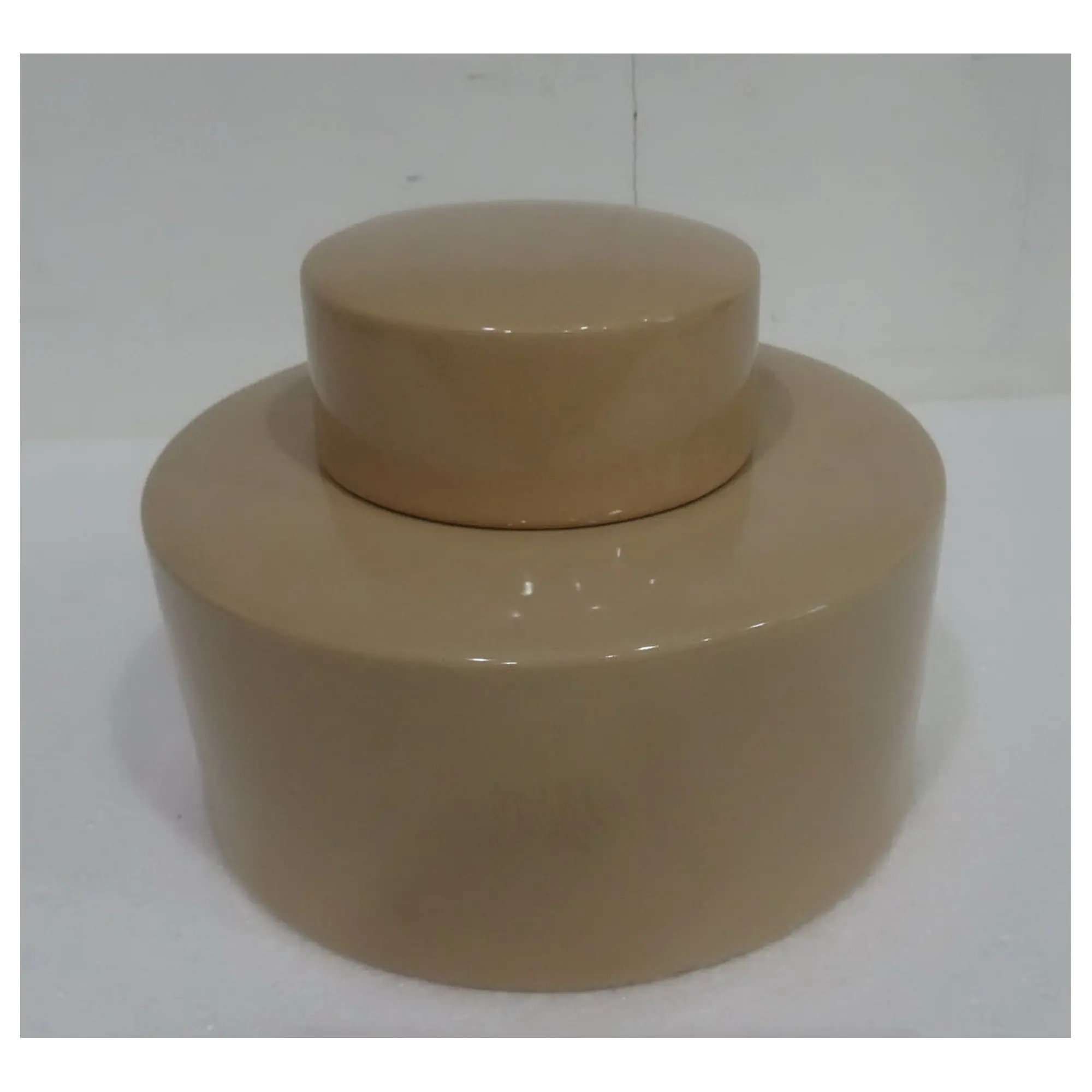6 Ceramic Covered Tan Jar-1