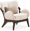 Camellia Linen White and Brown Accent Chair