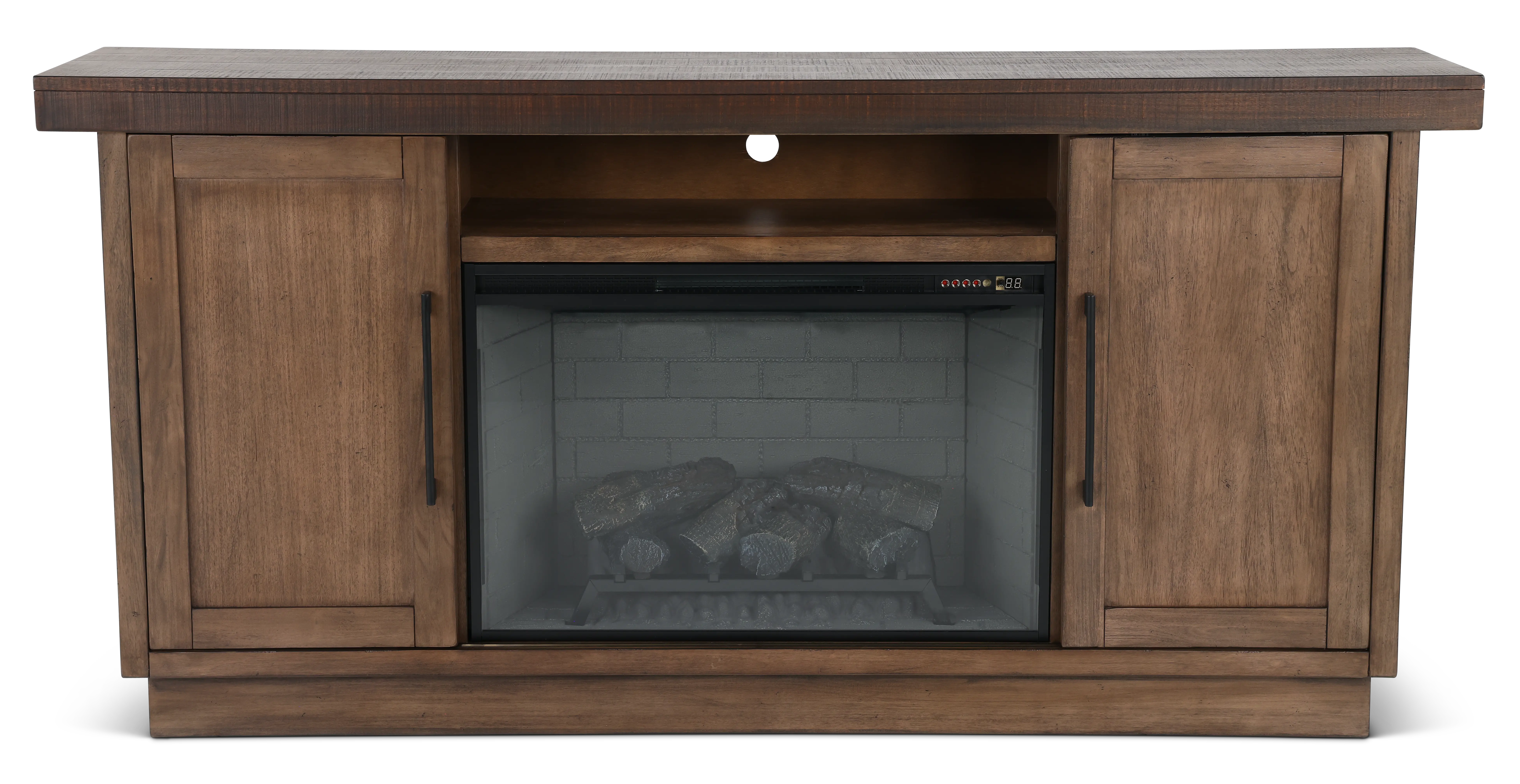 Boise Two-Tone Brown Fireplace Console-1