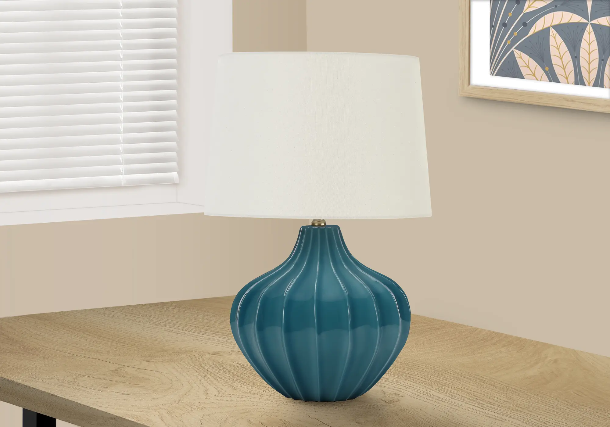 24 Inch Blue Ceramic Table Lamp-2