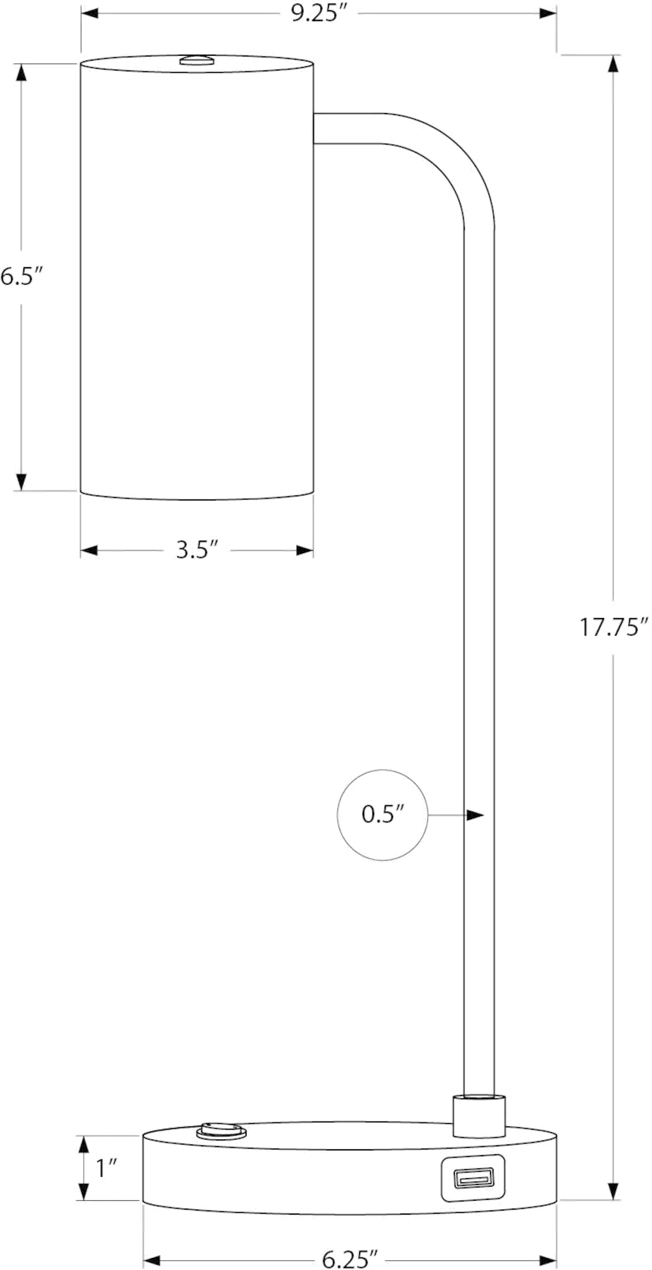 18 Inch Gray Metal Table Lamp-3