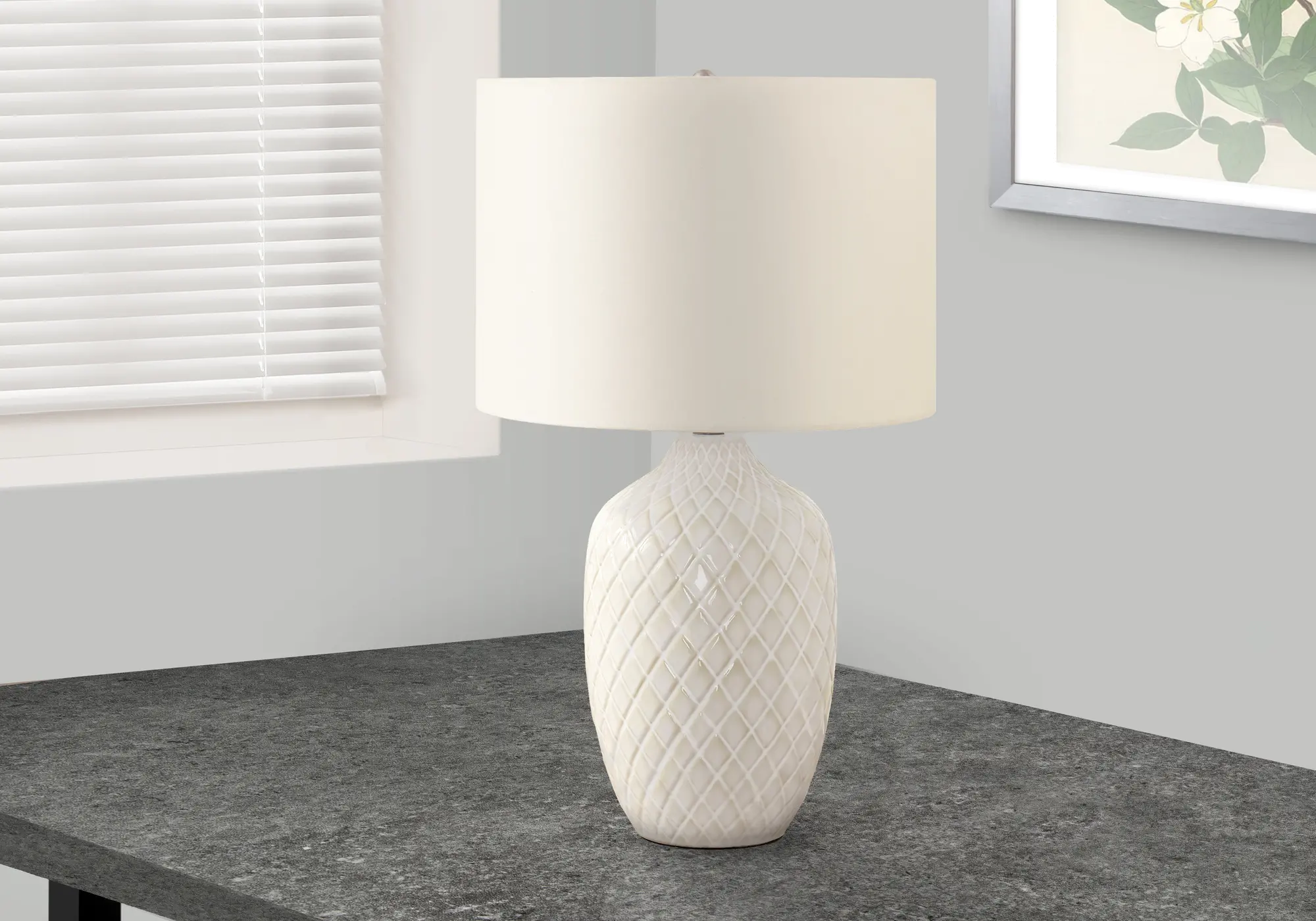 25 Inch Cream Ceramic Table Lamp-2