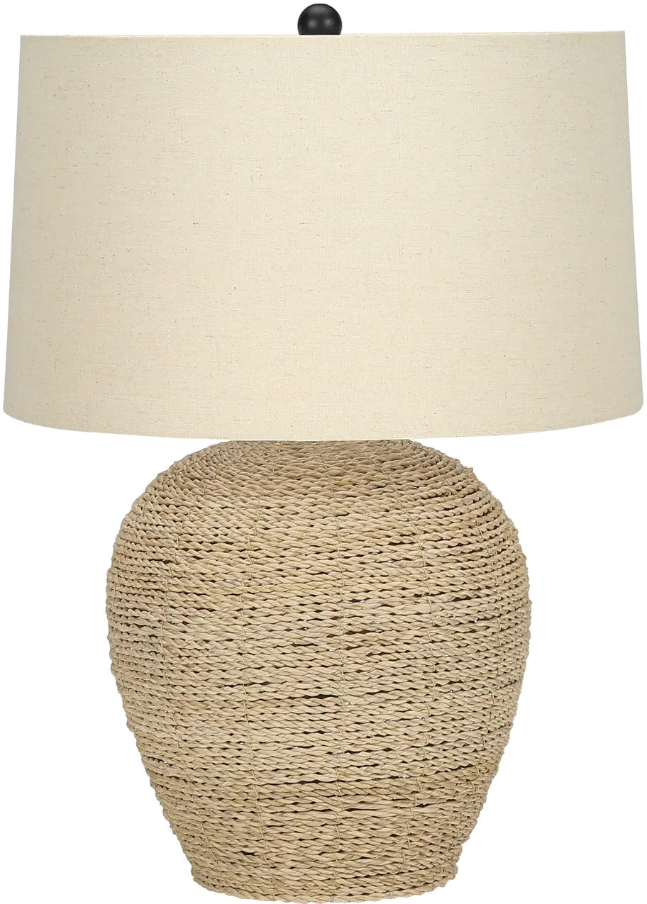 25 Inch Rattan Beige Table Lamp-1