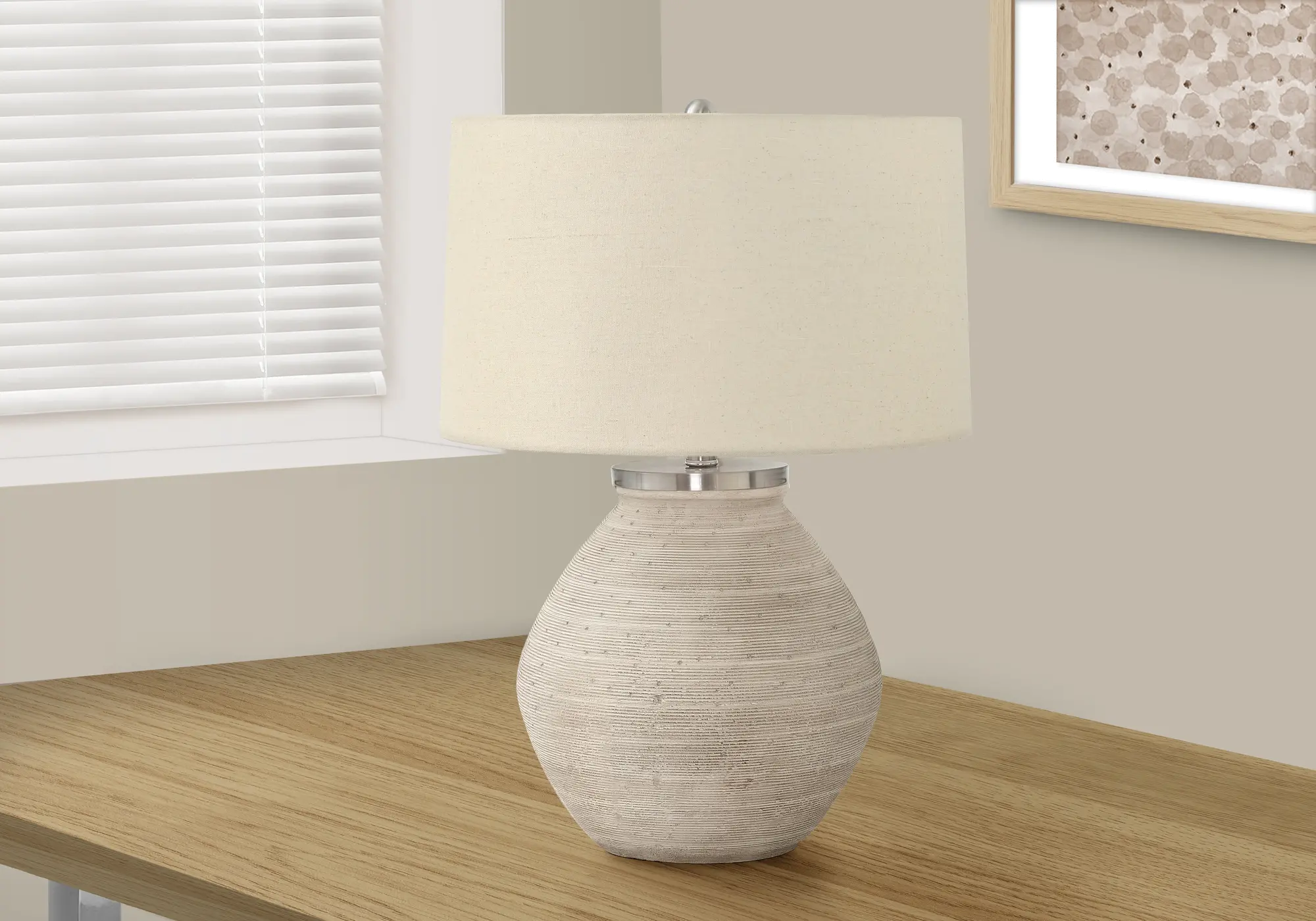 25 Inch Cream Concrete Table Lamp-2