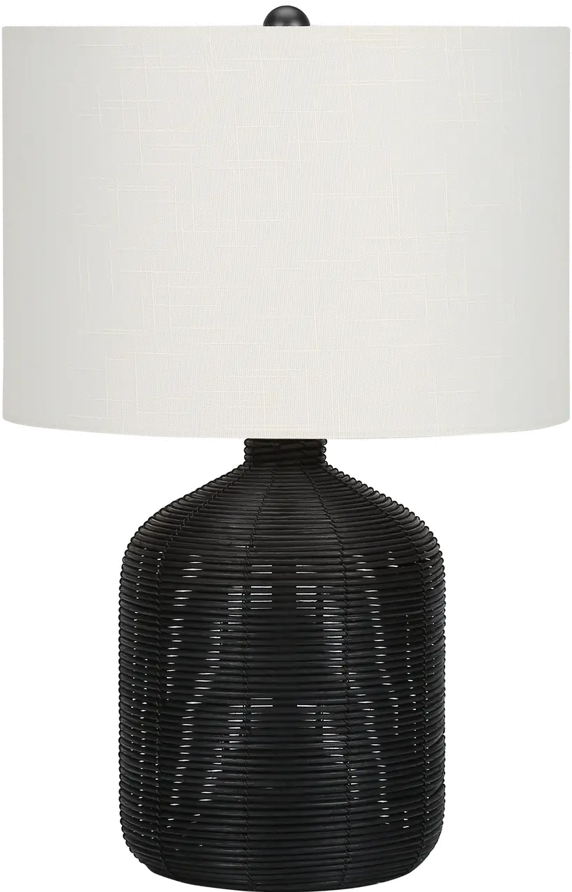 23 Inch Black Rattan Table Lamp-1