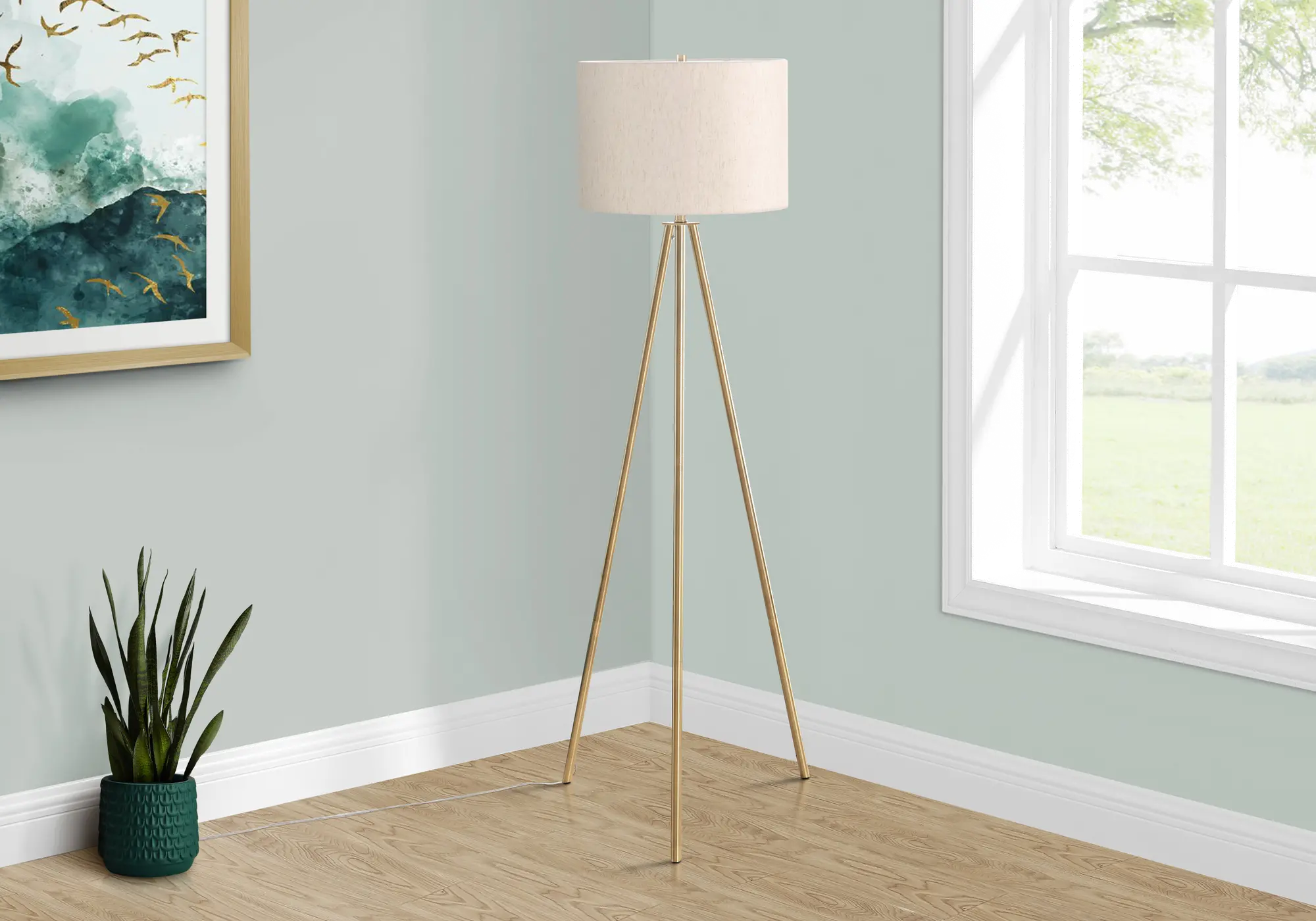 63-Inch Brass Metal Floor Lamp-2