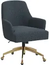 78-9GLDLNNNV Shelby Linen Navy Office Chair with Gold Base