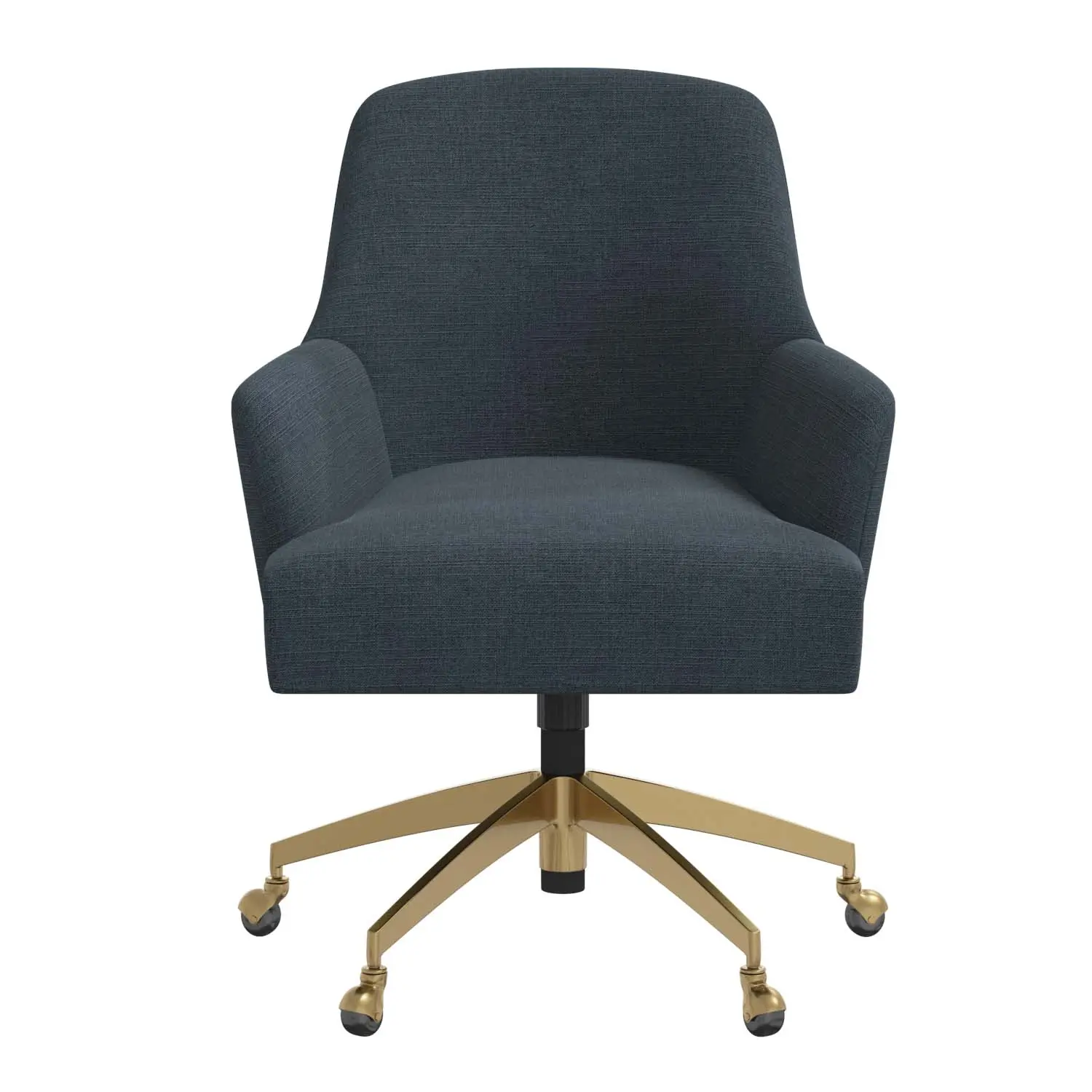 78-9GLDLNNNV Shelby Linen Navy Office Chair with Gold Base-2