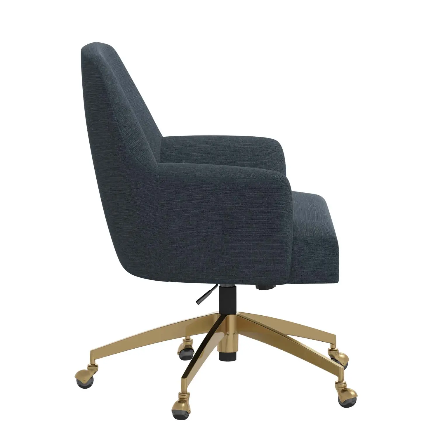 78-9GLDLNNNV Shelby Linen Navy Office Chair with Gold Base-3