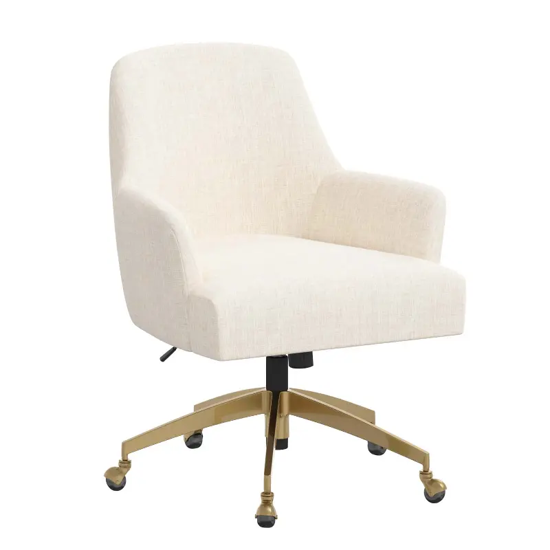 Shelby Linen Talc Office Chair with Gold Base