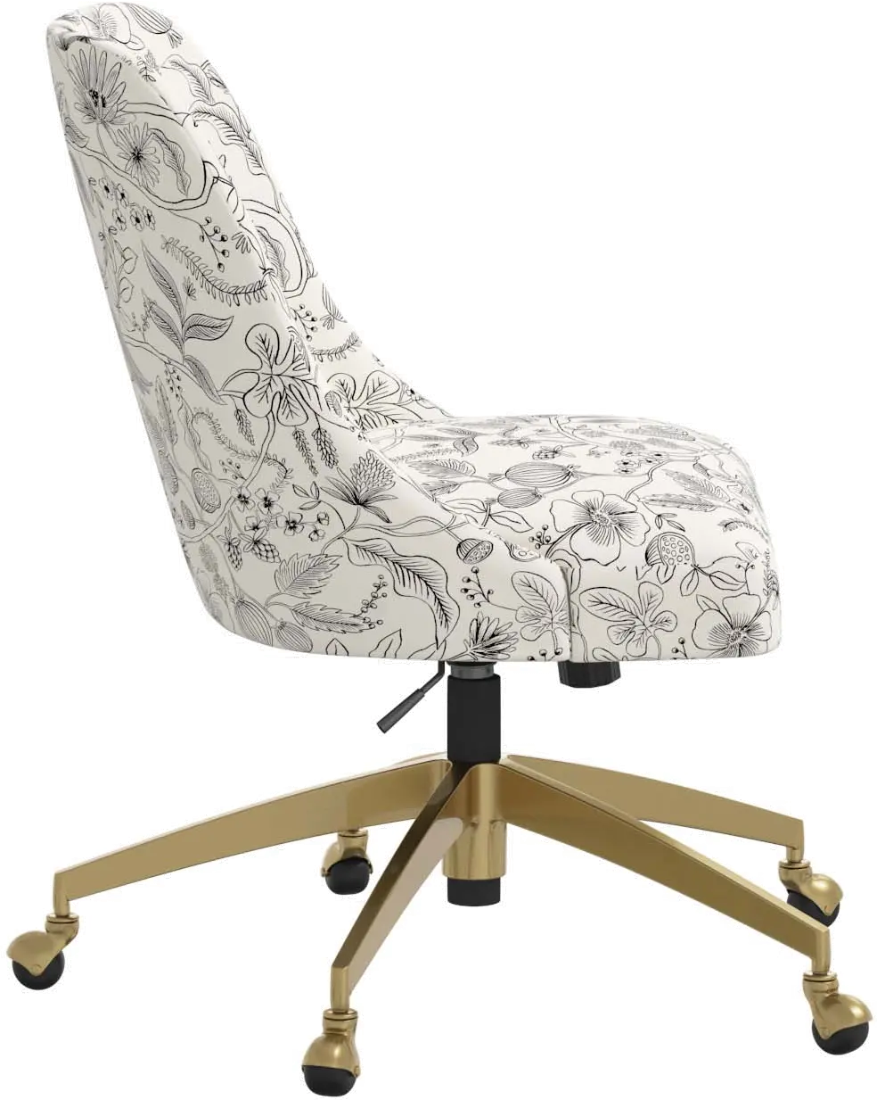 84-9GLDRPCAVBLKCRMLCB Rifle Paper Co. Oxford Aviary Cream & Black Office Chair-2