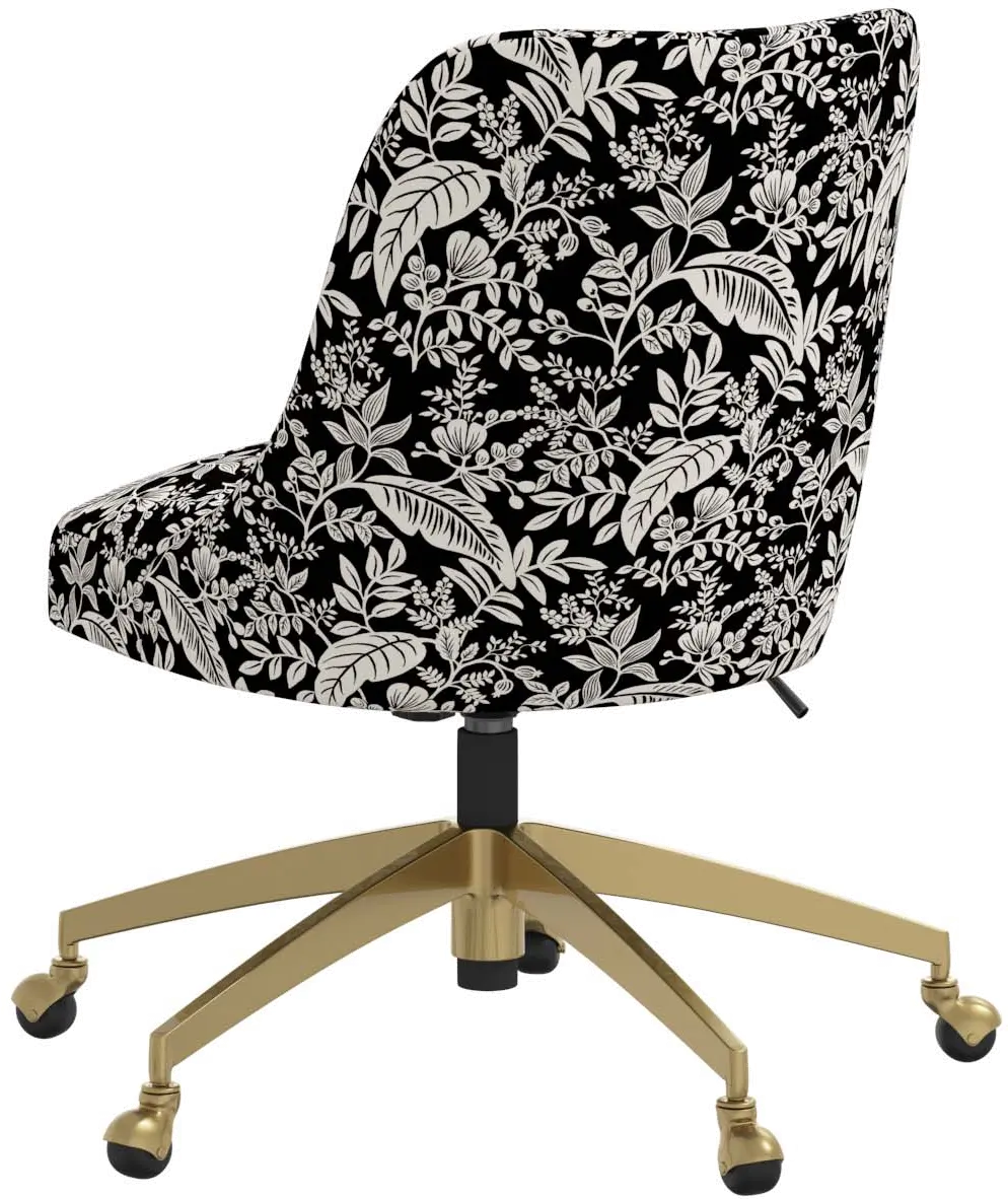 84-9GLDRPCCNBLCRMLCB Rifle Paper Co. Oxford Canopy Black & Cream Office Chair-3