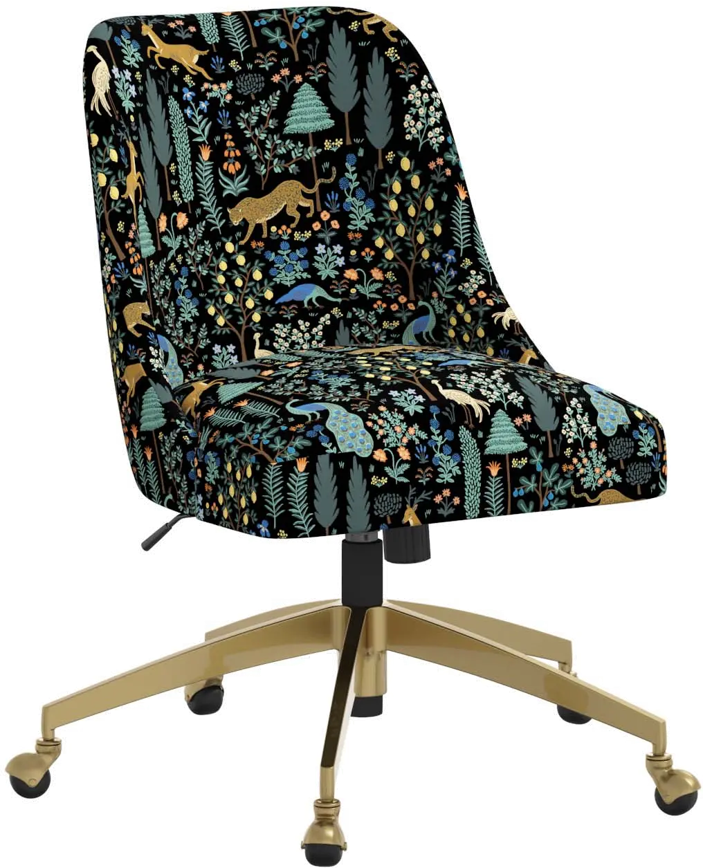 84-9GLDRPCMNBLKLCB Rifle Paper Co. Oxford Menagerie Black Office Chair-1