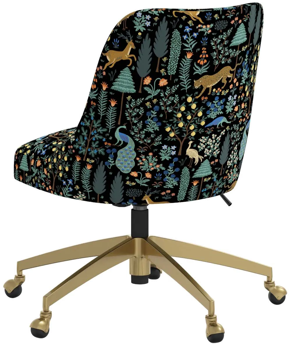 84-9GLDRPCMNBLKLCB Rifle Paper Co. Oxford Menagerie Black Office Chair-3
