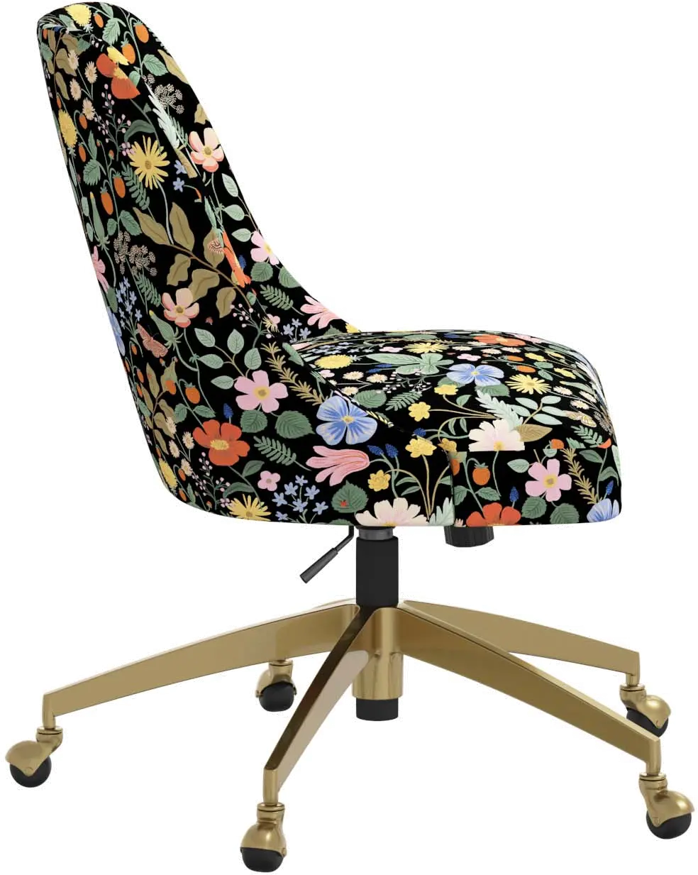 84-9GLDRPCSTFLBLKLCB Rifle Paper Co. Oxford Black Strawberry Fields Office Chair-2