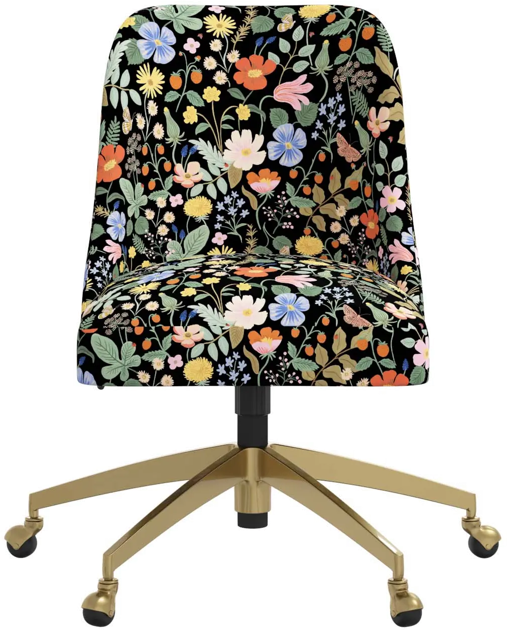 84-9GLDRPCSTFLBLKLCB Rifle Paper Co. Oxford Black Strawberry Fields Office Chair-4