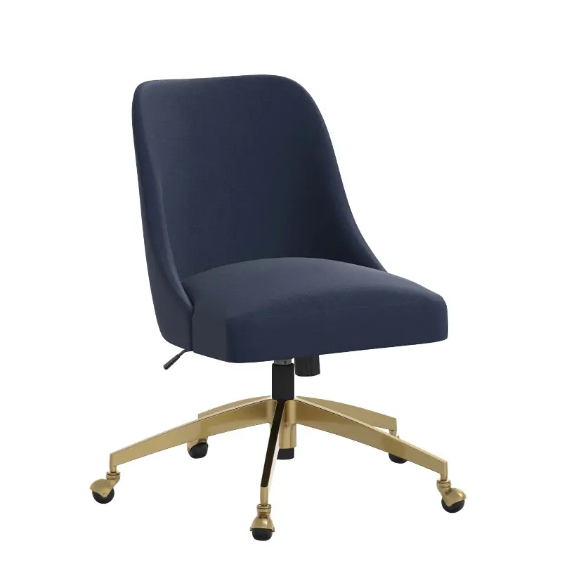 Angela Velvet Ink Blue Gold Base Office Chair