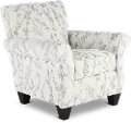 Celadon Linen White and Gray Accent Chair