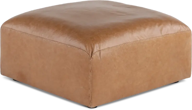 Acadia Taupe Leather Ottoman