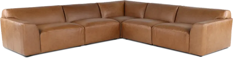 Acadia Taupe Leather 5 Piece Sectional