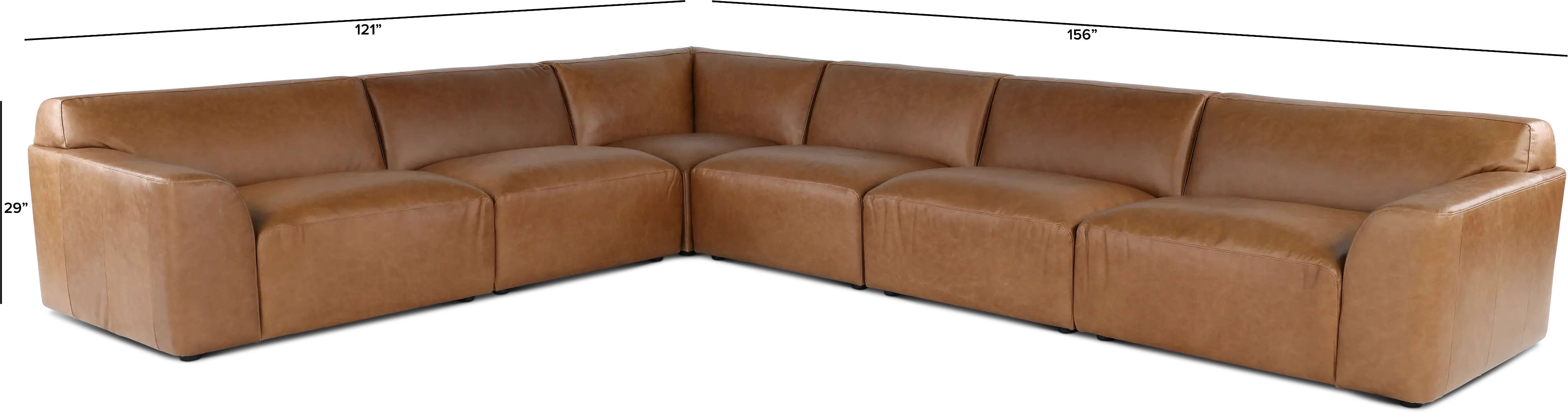 Acadia Taupe Leather 6 Piece Sectional-4