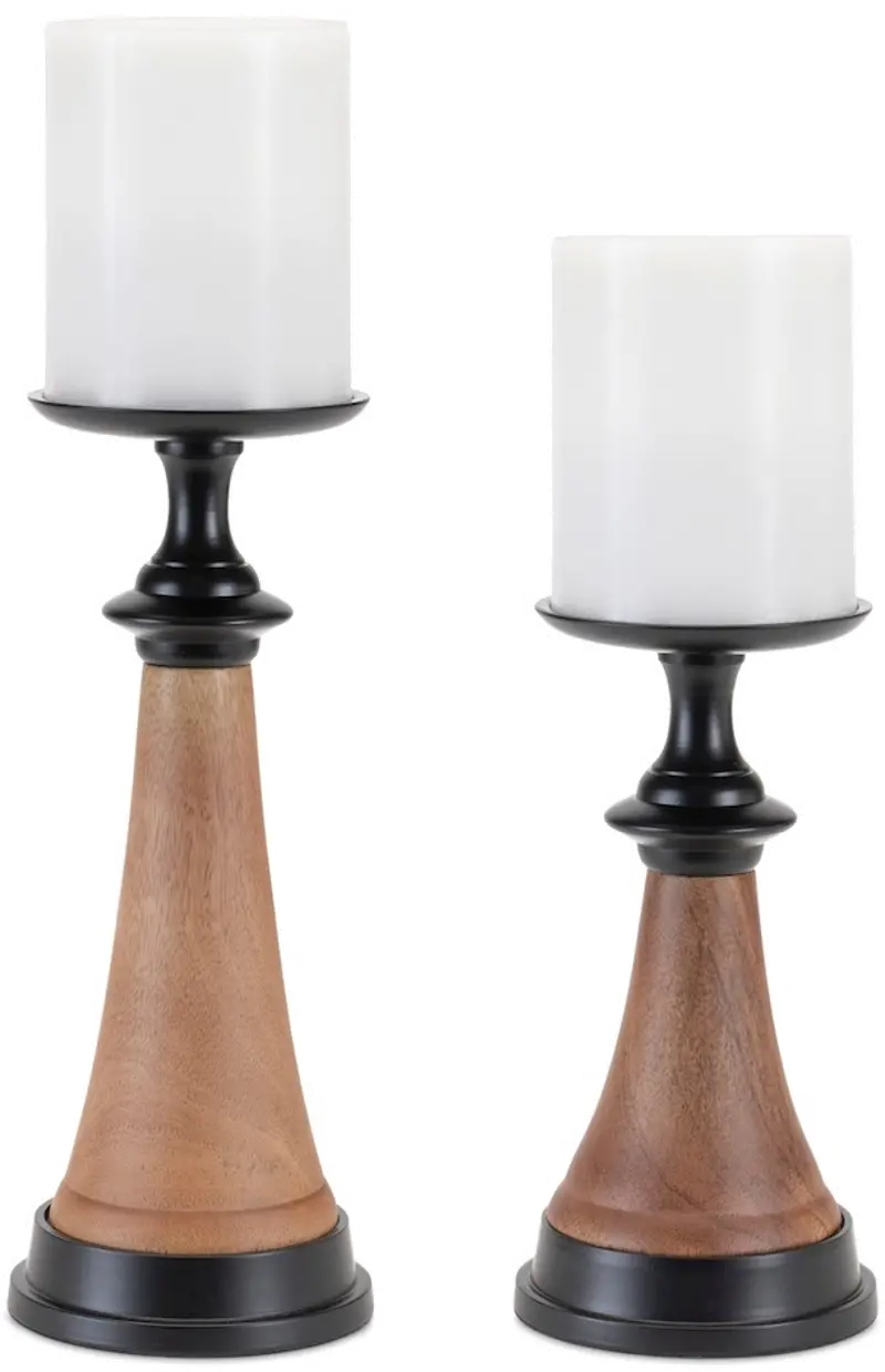 Large Wood and Iron Candle Holder