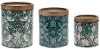 Small 6.75  Green Floral Canister