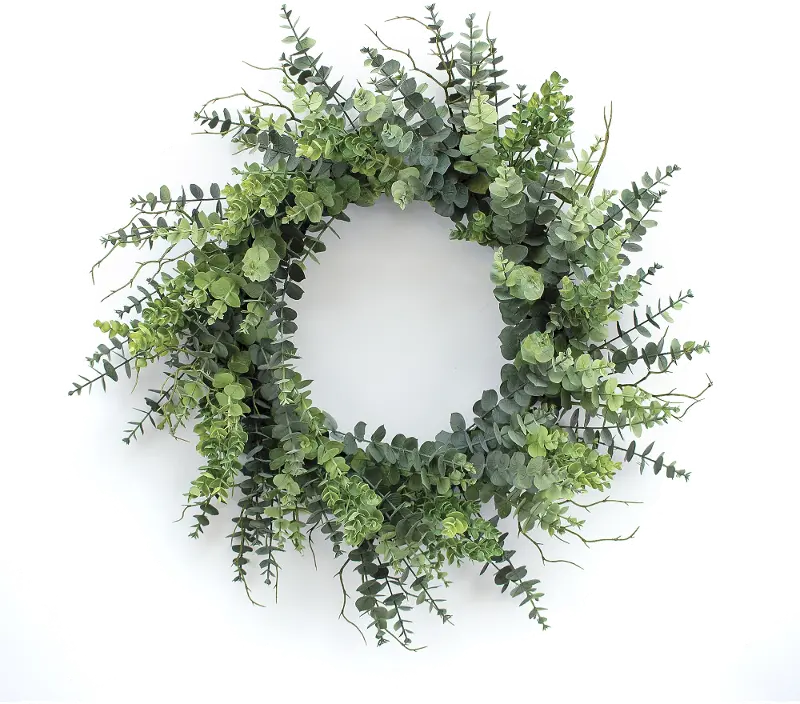 29 Inch Plastic Green Eucalyptus Wreath