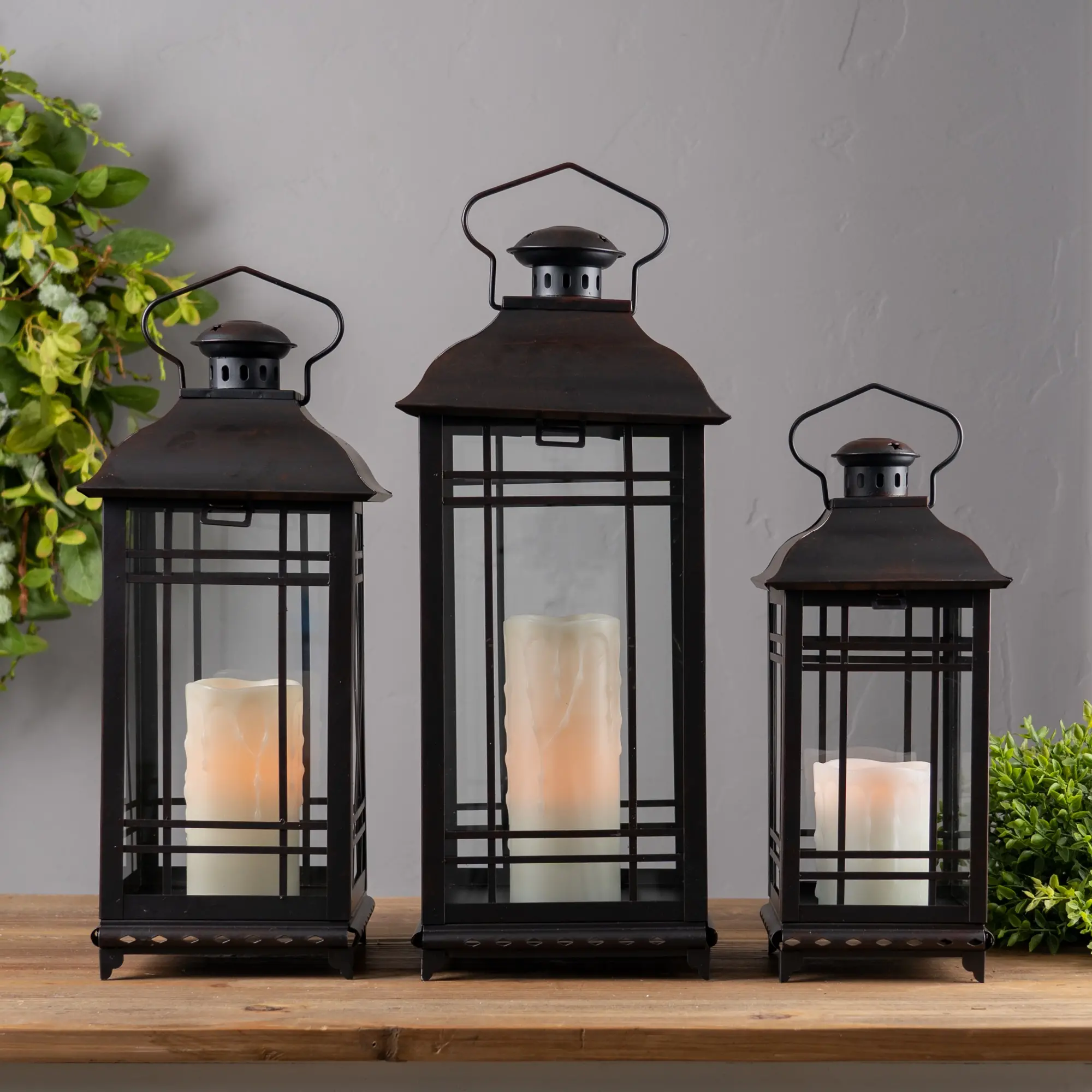 Medium Metal and Glass Lantern-2