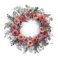 24 Inch Round Pink and Purple Zinnia Twig Wreath
