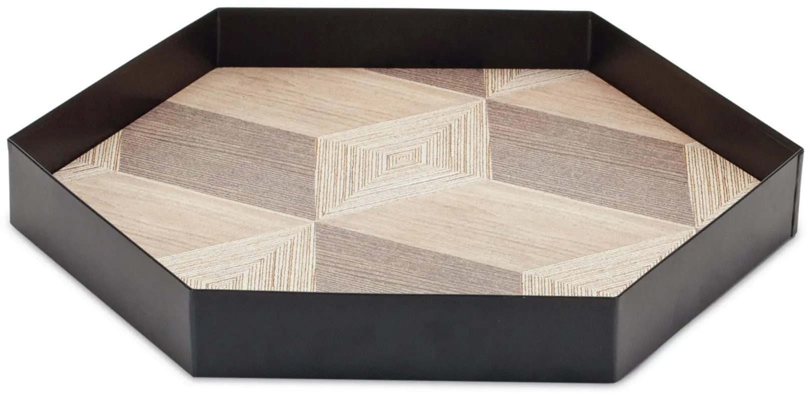 Medium Black and Brown Geometric Accent Tray-1