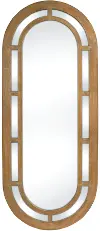 Light Brown Wood and Glass Wall Mirror