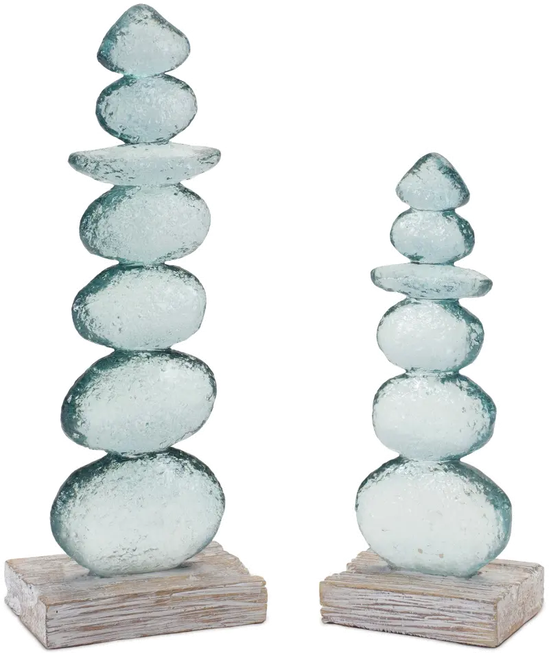 Small 7.75 Inch Blue Glass Rock Sculpture