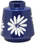Small 7.75-Inch Blue and White Flower Ceramic Vase