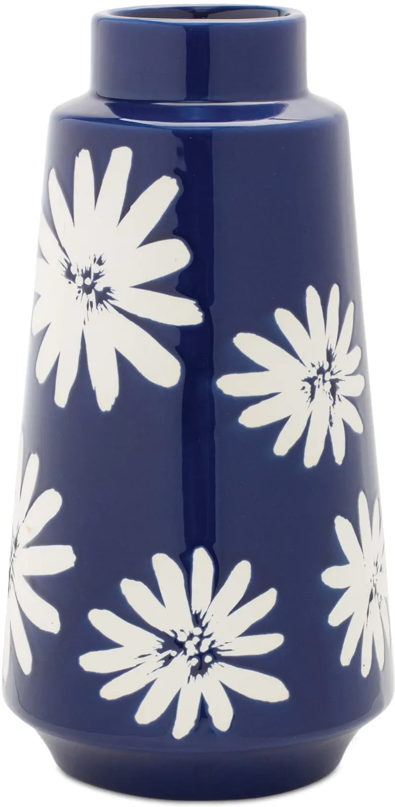 Large 11.75-Inch Blue and White Flower Ceramic Vase