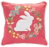 Rabbit and Floral Wreath Pillow Accent Pillow