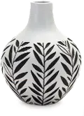 Medium Black and White Leafy Vase