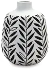 Large Black and White Leafy Vase