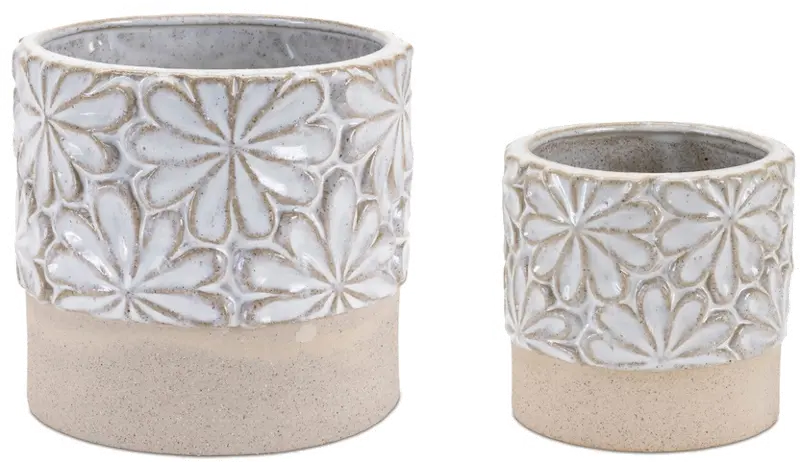 Small White Floral Ceramic Container with Lid