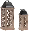 Small Natural Wood and Metal Lantern