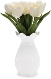 10.5 Inch White Tulips in Vase