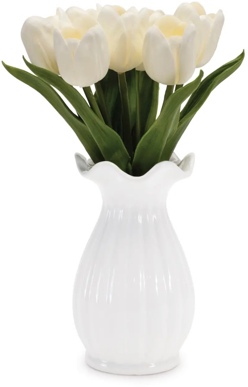 10.5 Inch White Tulips in Vase