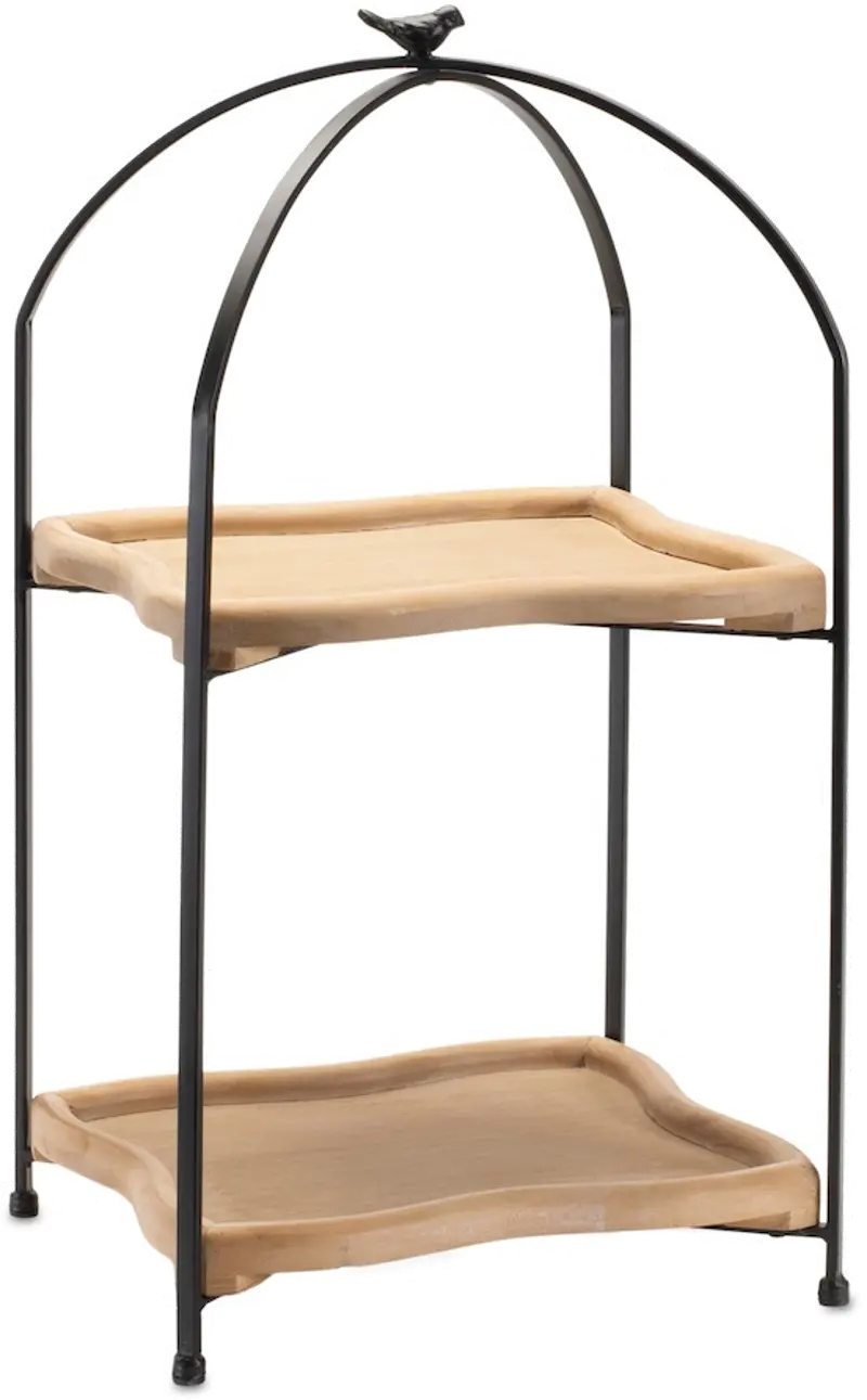 Iron and Wood 2-Tier Tray