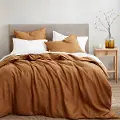 Caramel Linen Duvet Cover Queen Three Piece Set