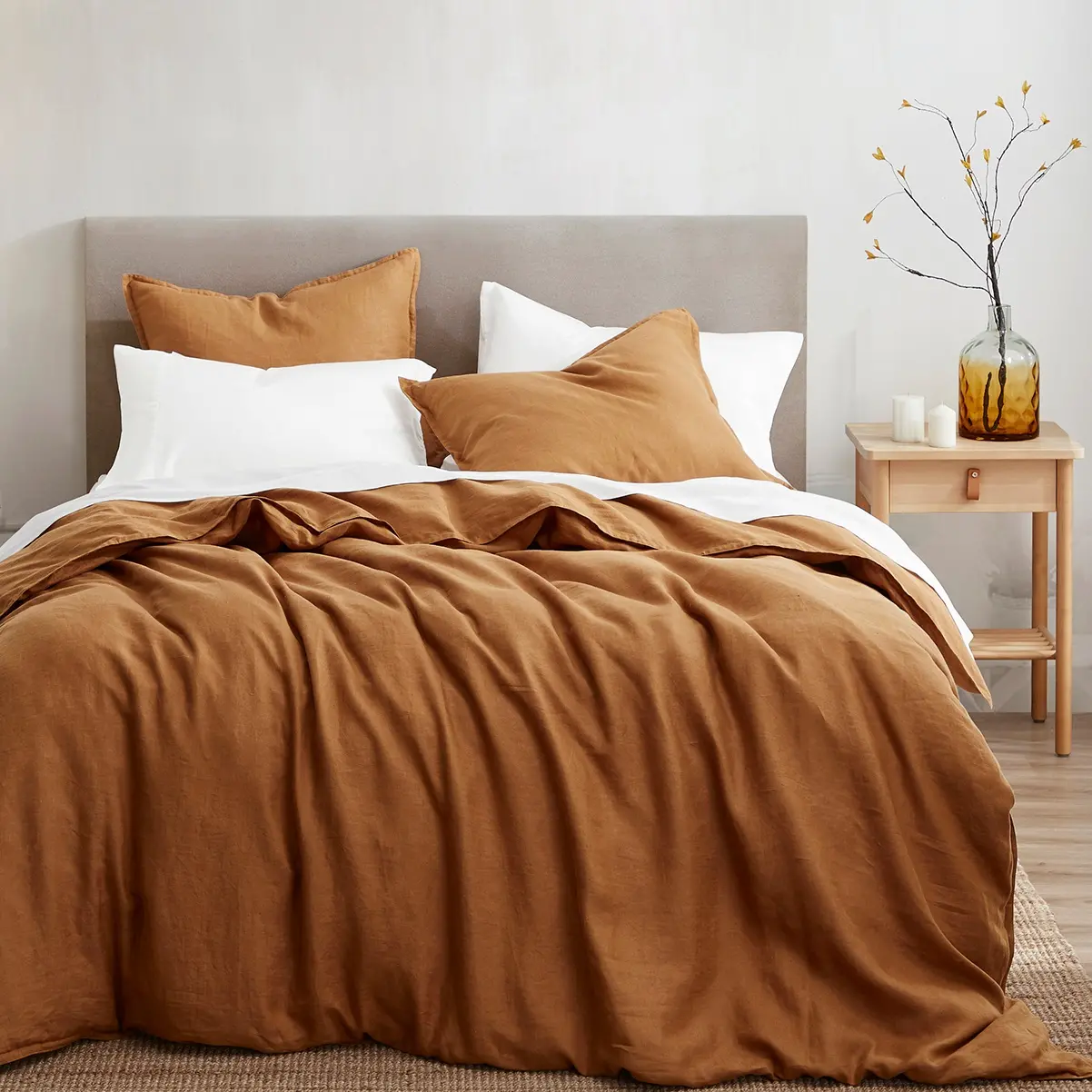 Brown Linen King 3-Piece Comforter Set-1