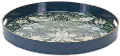 Blue and Green Bird-Themed Round Plastic Tray