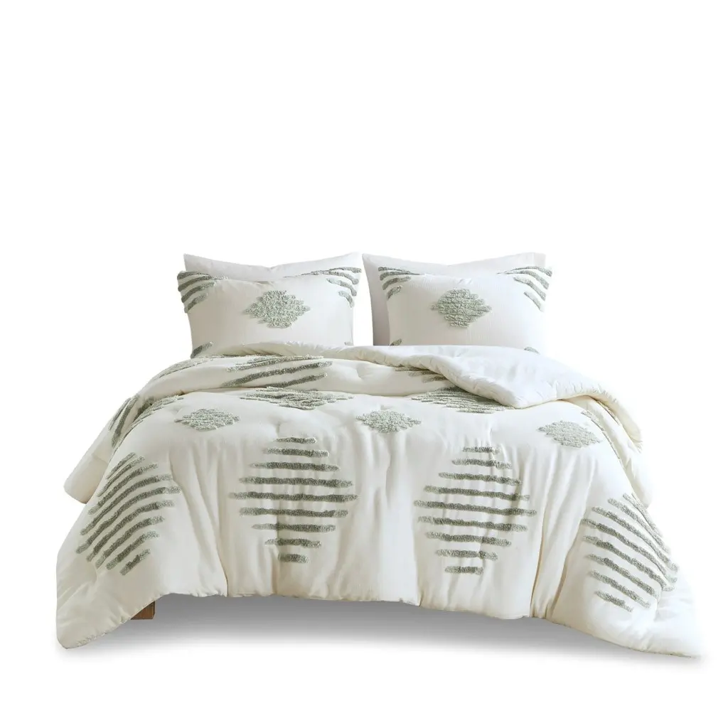 Tahli White Queen 3-Piece Comforter Set-1