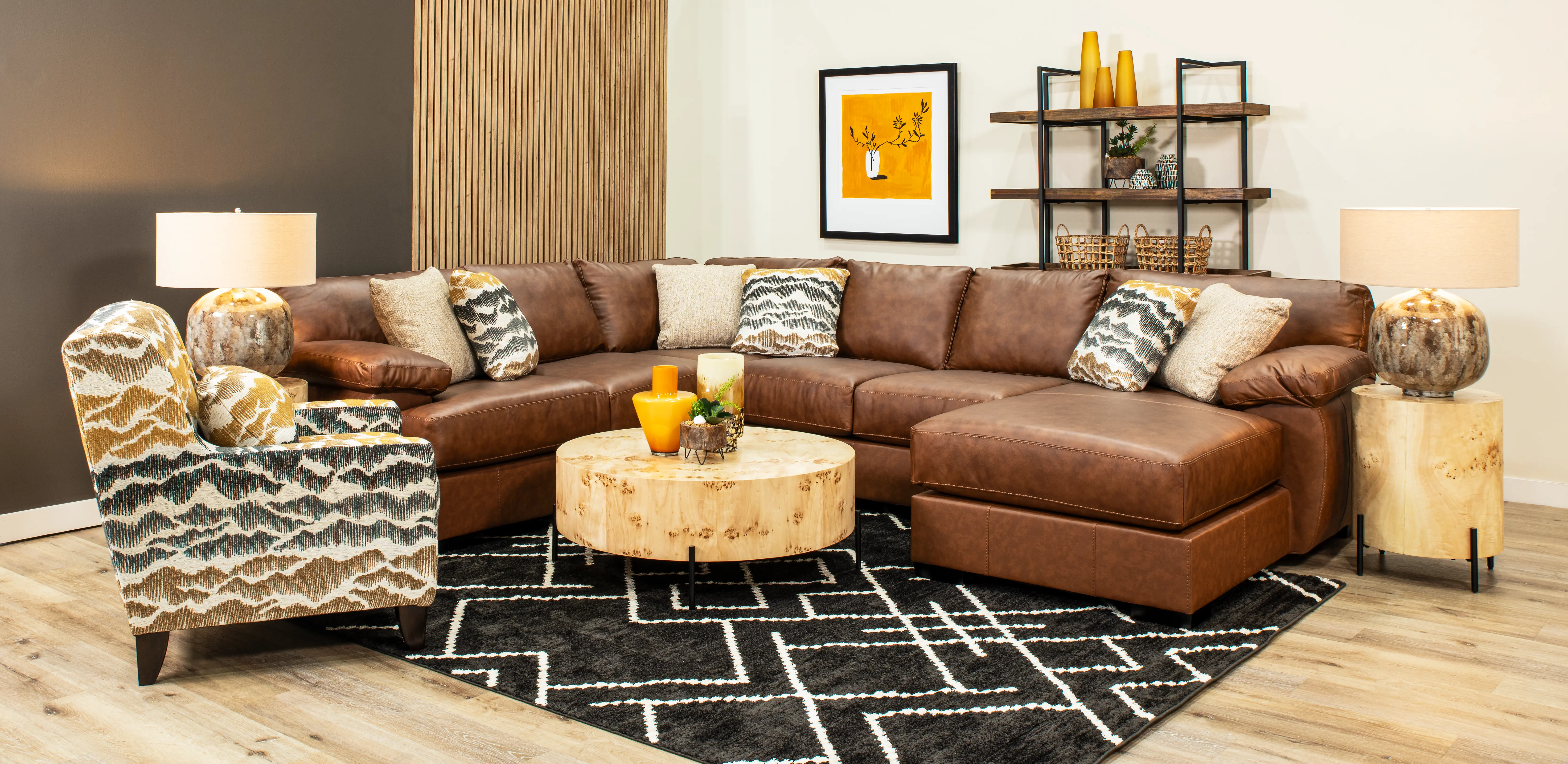 4PC/CODY/OPT1 Cody Buck Brown Leather-Match 4-Piece Sectional-2