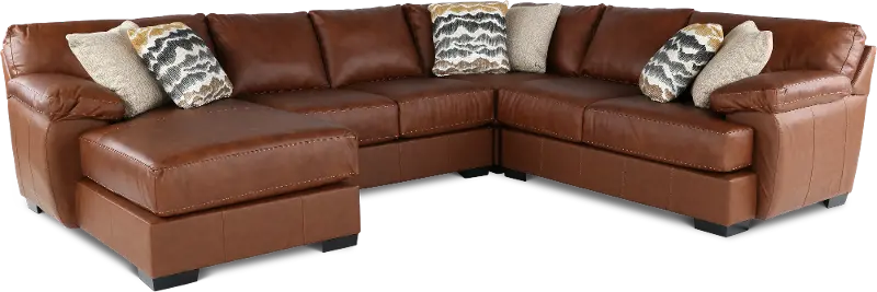 Cody Brown Leather-Match 4 Piece Sectional