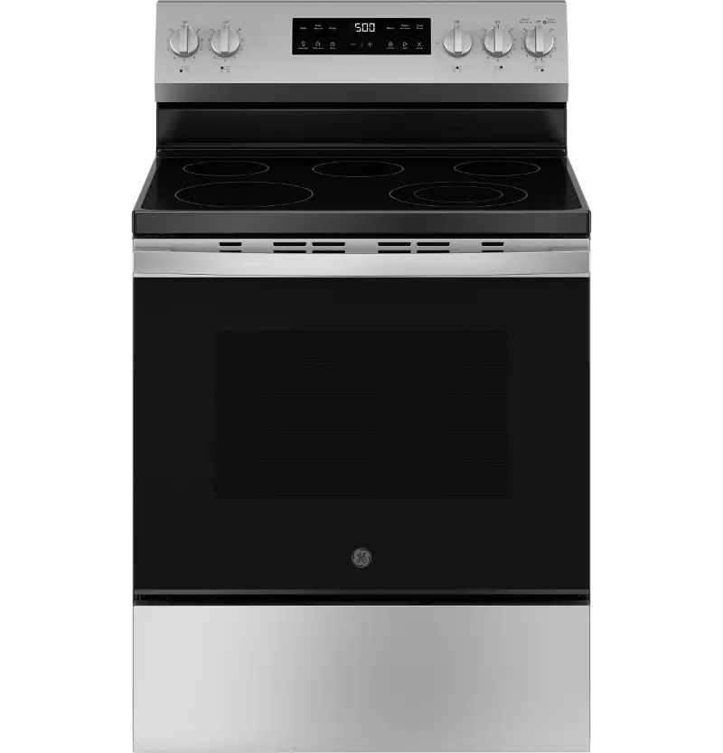GE 5.3 Cu Ft Electric Range - Black, Stainless Steel